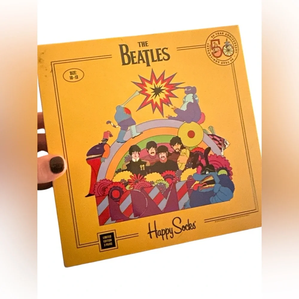 NWT Happy Socks The Beatles Limited Edition 50th anniversary cotton 3 pack socks
